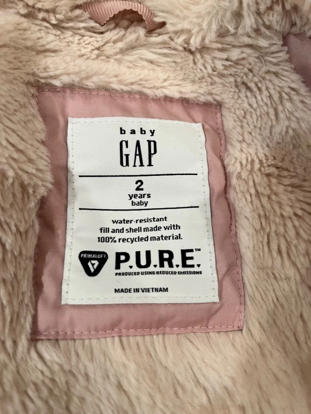 BabyGap Winter Coat Pink Primaloft Parka Size 2T